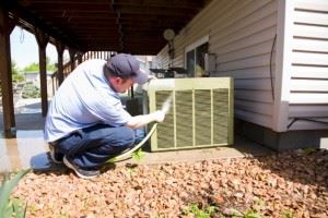 Man checking on a unit