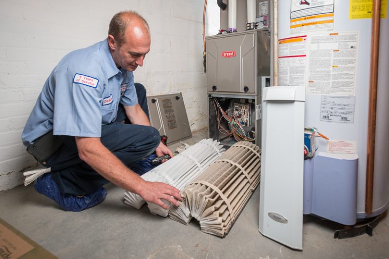 technician changing the filters