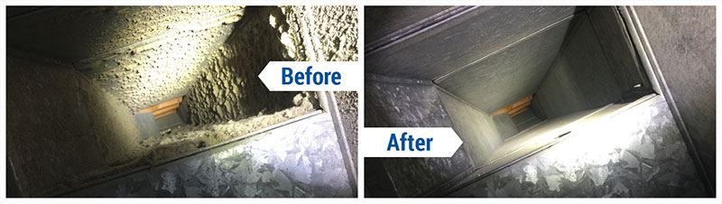 before and after air duct cleaning