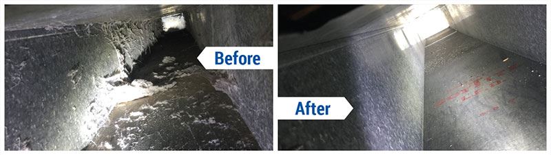 before and after air duct cleaning