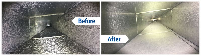 before and after air duct cleaning