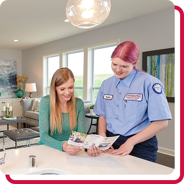 worker showing customer  ironclad options